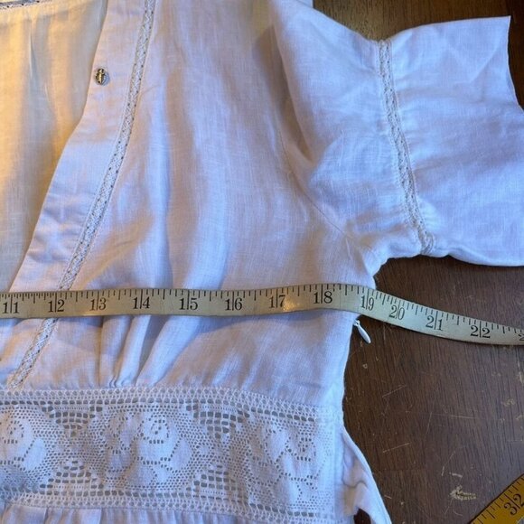 Nenette Linen Lace Short Dress Women Small - Medium Coquette Cottage Romantic - Picture 16 of 16